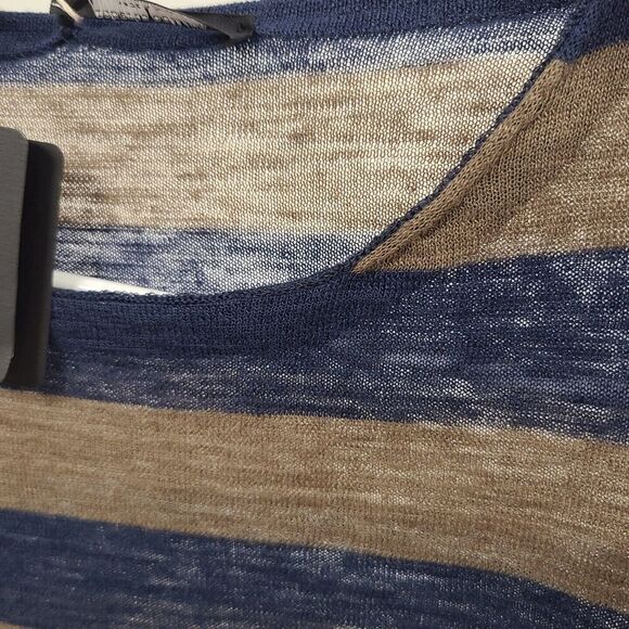 Roberto Collina Sweater Pullover Shirt Stripe Blue Tan Men's Sz 48 / US S NWT - Picture 5 of 9